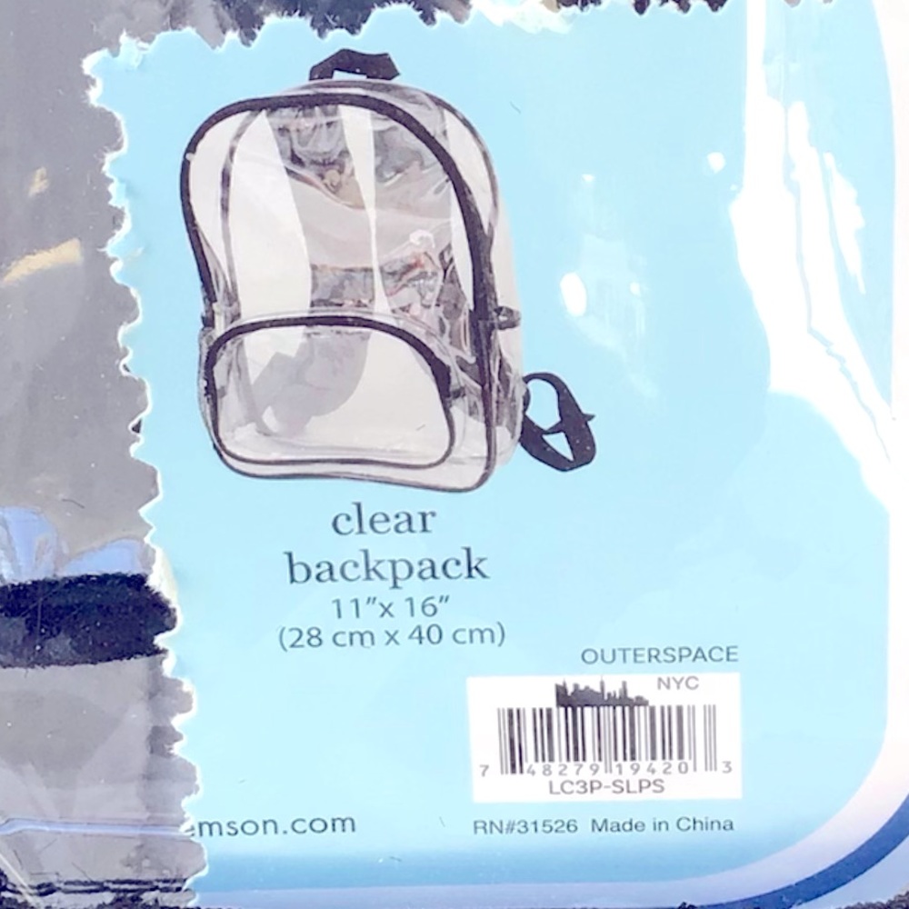 Clear backpack. Great for concerts or festivals. New with tag.